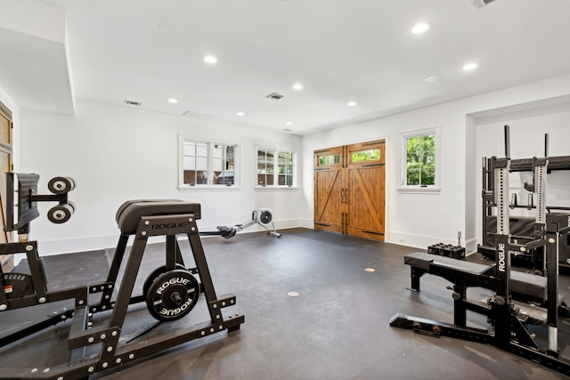 workout area featuring a healthy amount of sunlight