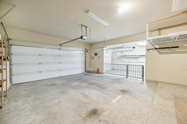 garage with a garage door opener