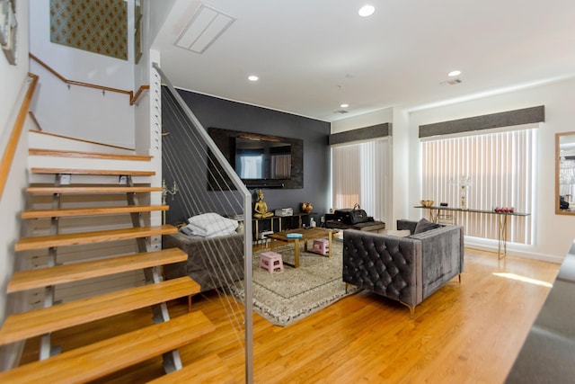 living room featuring light hardwood / wood-style floors