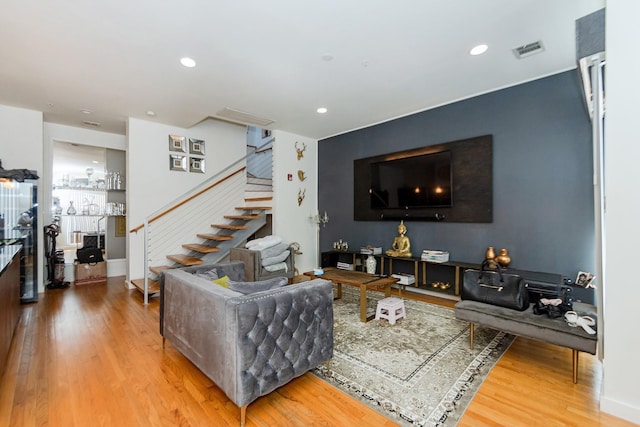 living room with wood-type flooring