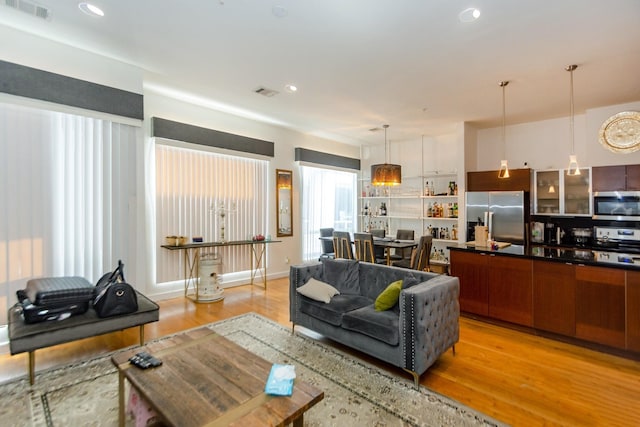 living room featuring light hardwood / wood-style flooring