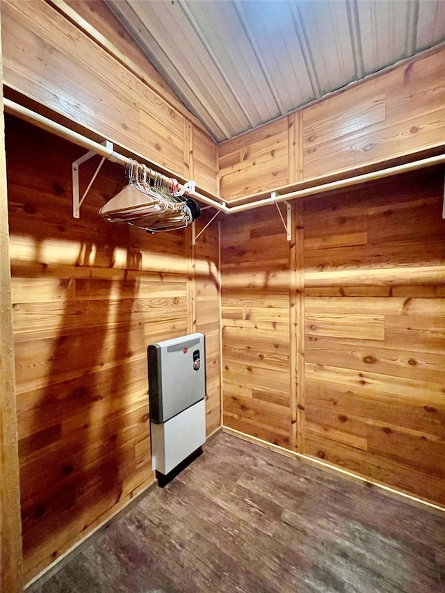 spacious closet featuring dark hardwood / wood-style flooring