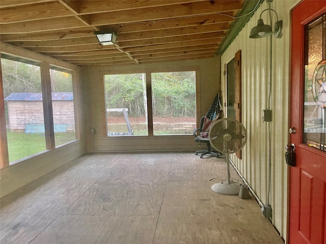 view of unfurnished sunroom