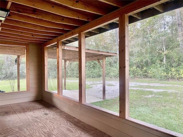 view of unfurnished sunroom