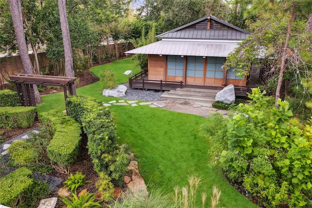 exterior space featuring a wooden deck