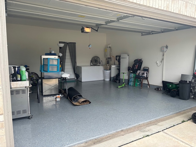 garage with a garage door opener