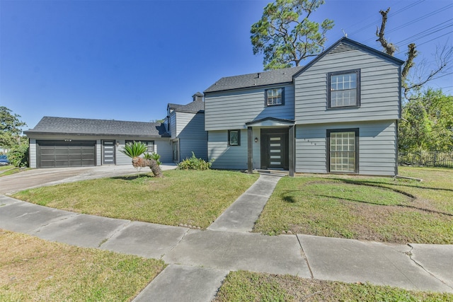 front of property with a garage and a front yard