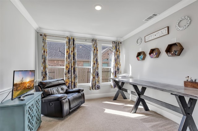 office featuring light carpet and plenty of natural light