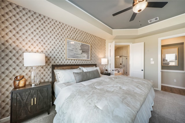 bedroom with carpet flooring and ceiling fan