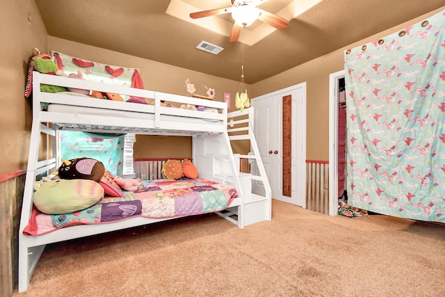 bedroom with carpet and ceiling fan