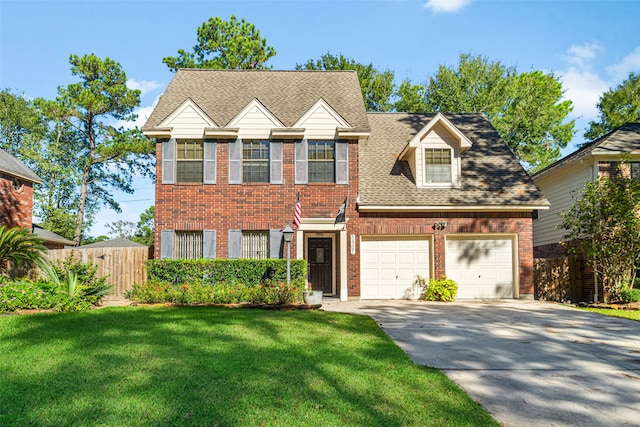 view of front of home featuring a garage and a front lawn