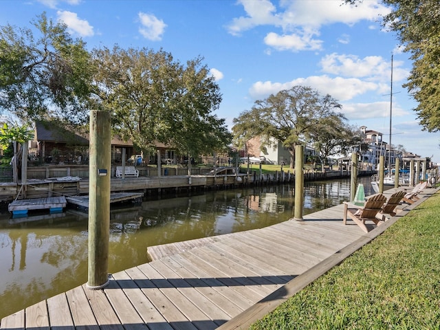 view of dock featuring a water view