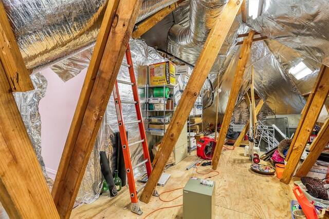 view of unfinished attic