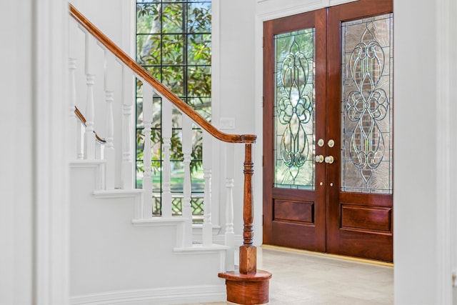 foyer featuring french doors