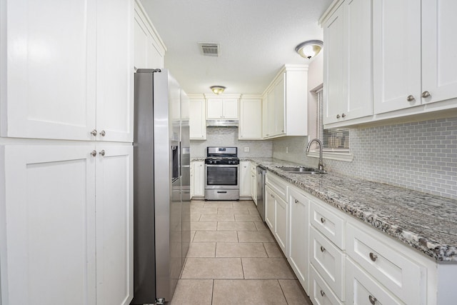 kitchen featuring white cabinets, sink, and stainless steel appliances