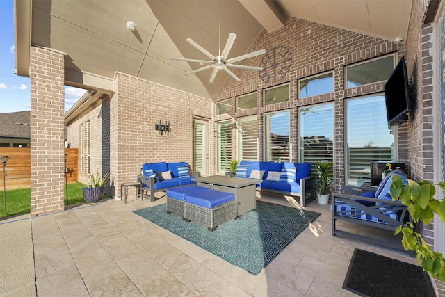 view of patio / terrace featuring an outdoor hangout area and ceiling fan