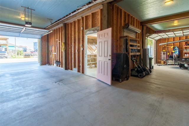 garage with a garage door opener