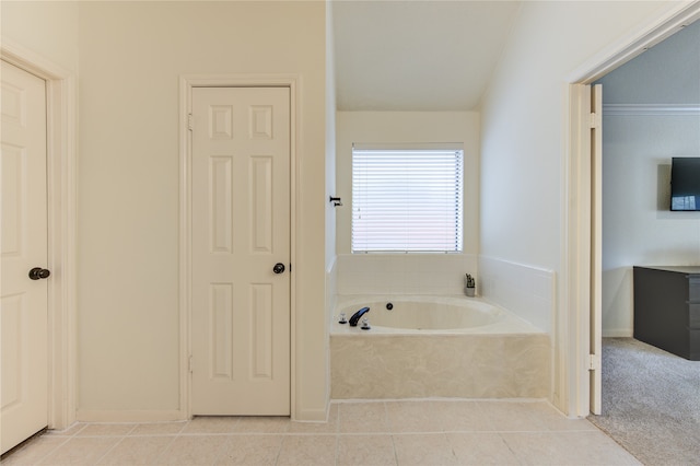 bathroom featuring tile patterned floors and a bathing tub