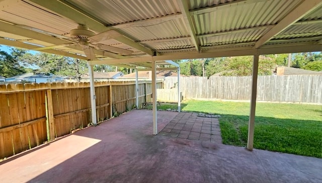 view of patio / terrace featuring ceiling fan