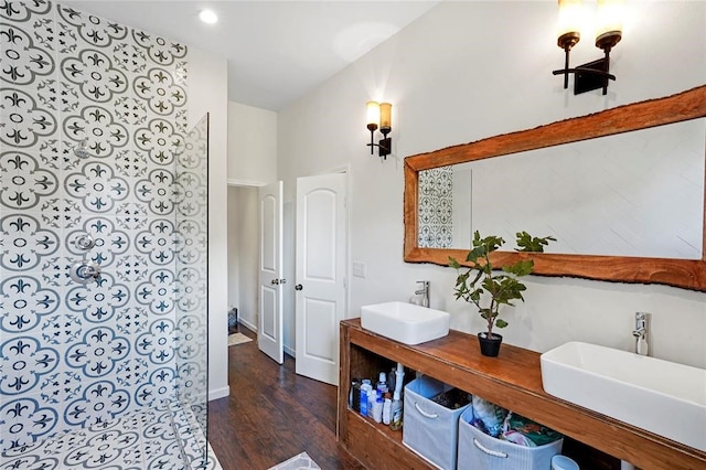 interior space featuring dark hardwood / wood-style flooring and sink