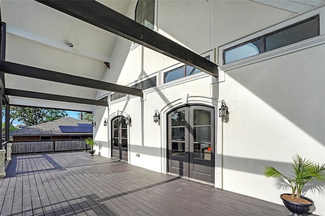 deck featuring french doors