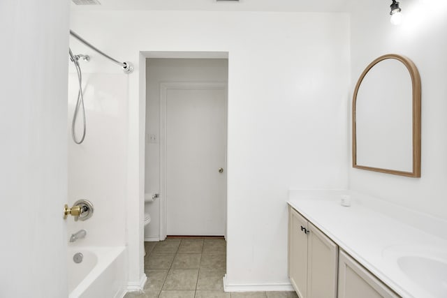 bathroom with tile patterned floors, vanity, and shower / bathing tub combination