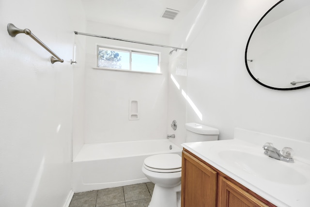 full bathroom with tile patterned flooring, vanity, toilet, and shower / bath combination