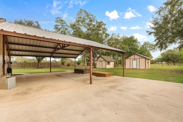 exterior space with a lawn and a gazebo