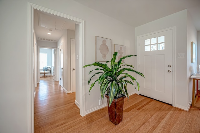 foyer featuring light wood-type flooring