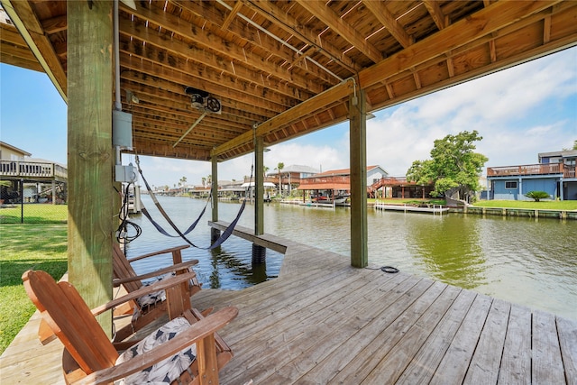 view of dock featuring a water view