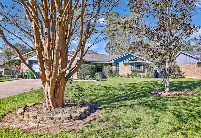 ranch-style house featuring a front yard