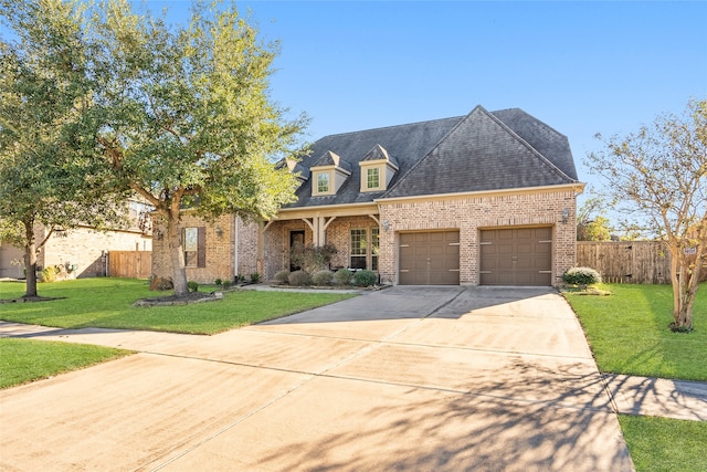 view of front of home with a garage and a front yard