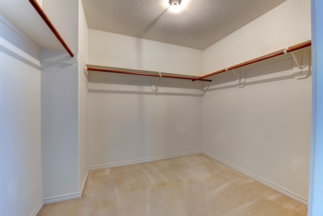 spacious closet with light colored carpet