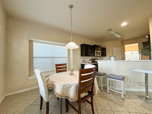 view of tiled dining room