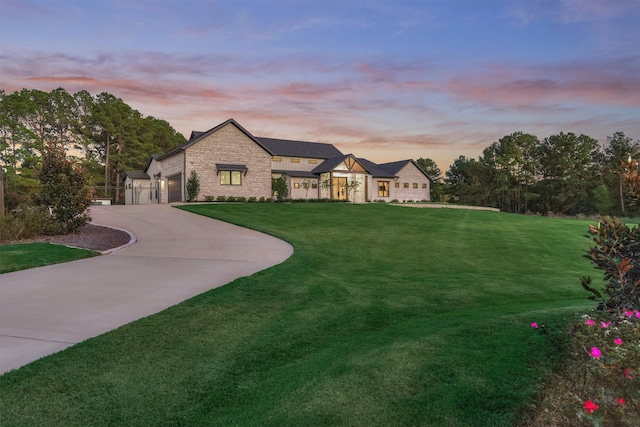 french provincial home with a yard