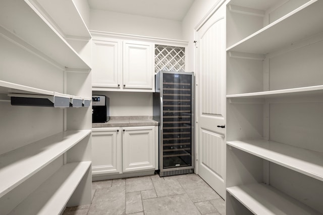 storage area with beverage cooler