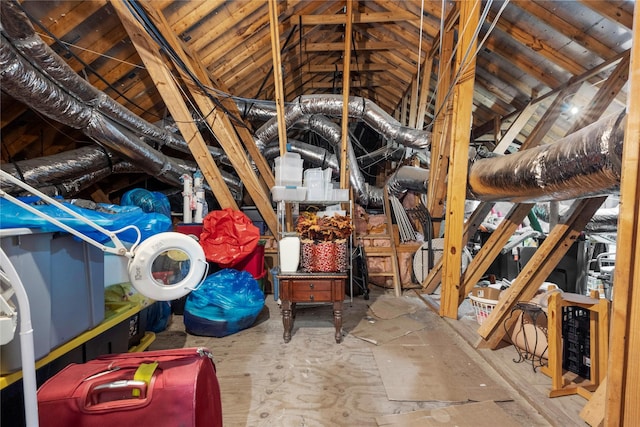 view of unfinished attic