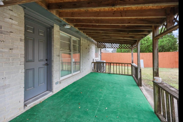 view of patio featuring a grill