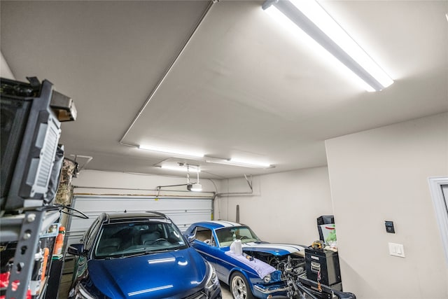 garage with a garage door opener