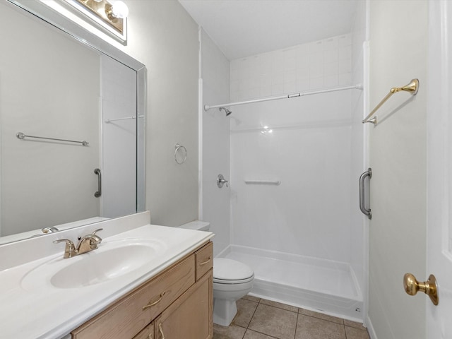 8311 Vaulted Pine Dr, Humble, TX 77346 - bathroom with vanity, toilet, a shower, and tile patterned floors