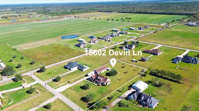 bird's eye view with a rural view