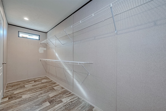 spacious closet featuring hardwood / wood-style flooring