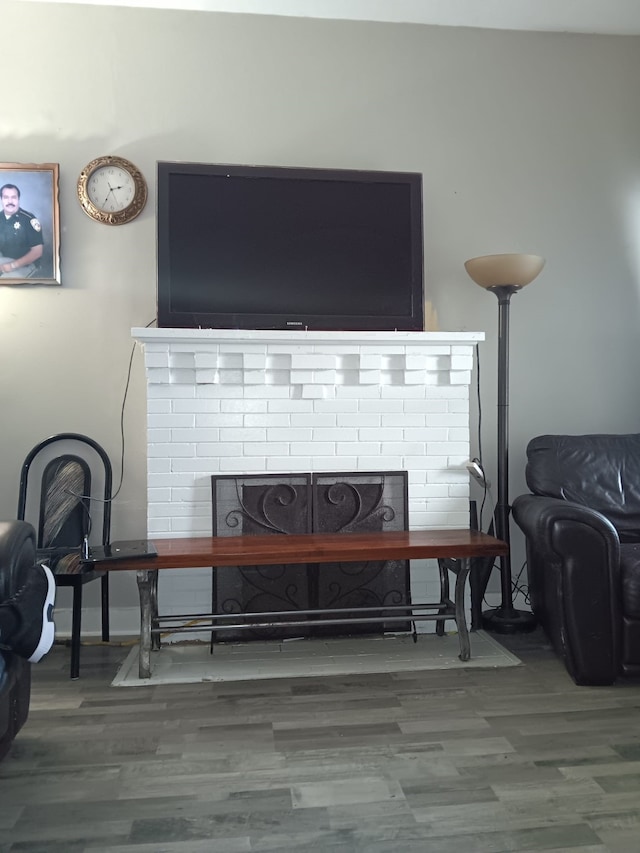 living room with hardwood / wood-style flooring