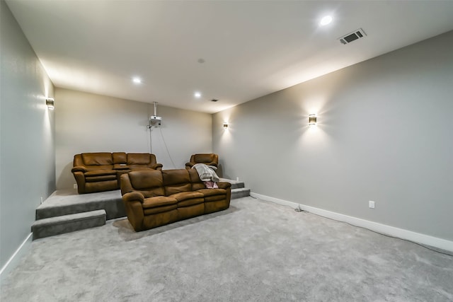 home theater with carpet