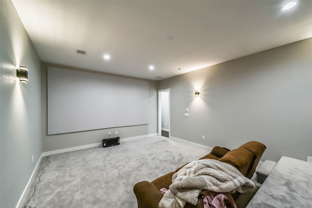 view of carpeted home theater