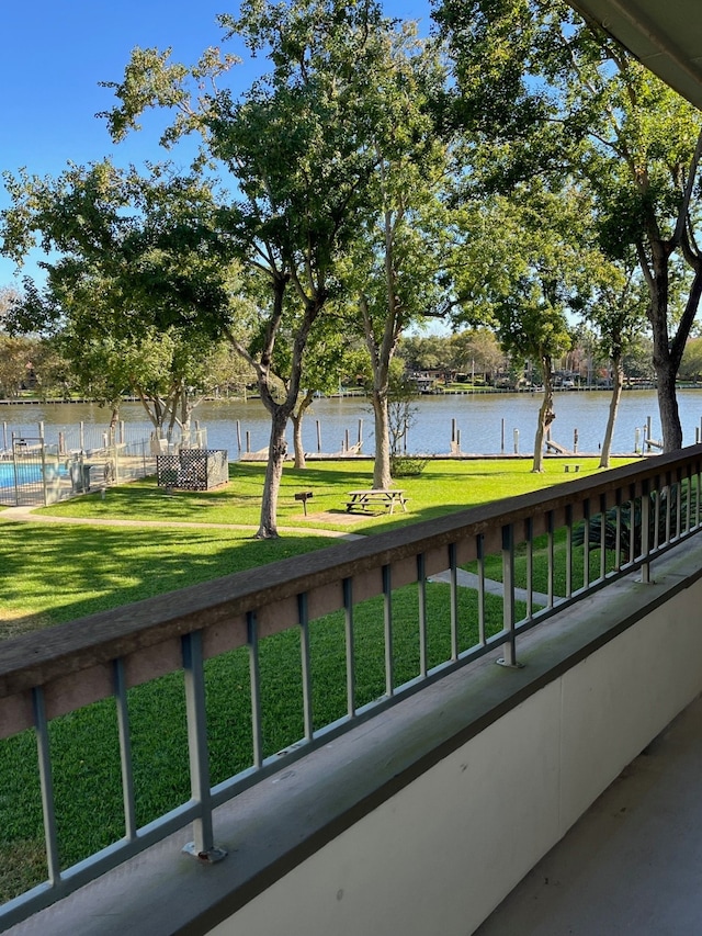 balcony with a water view