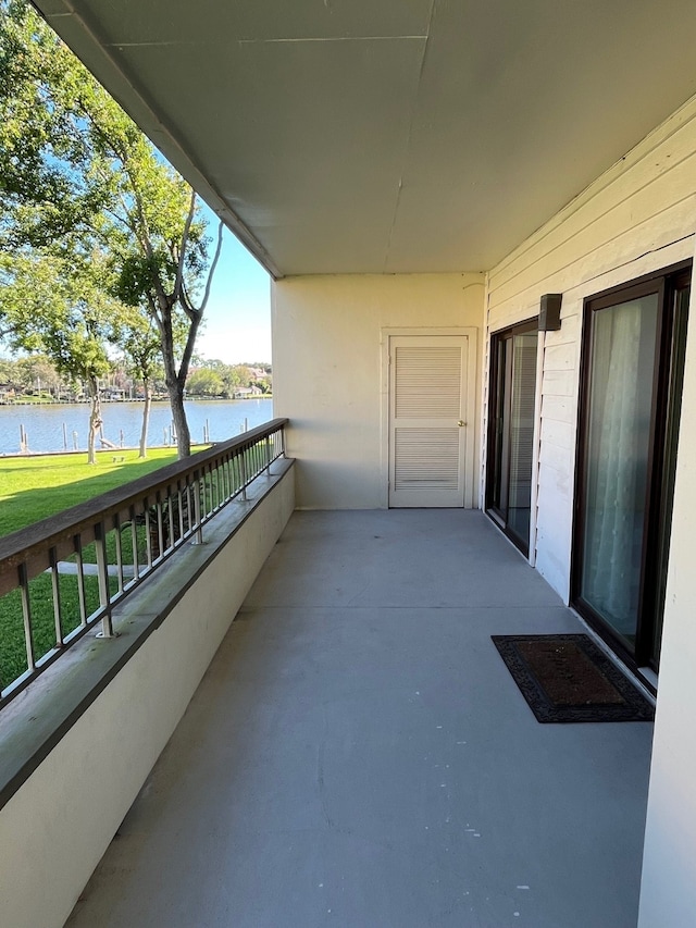 balcony with a water view