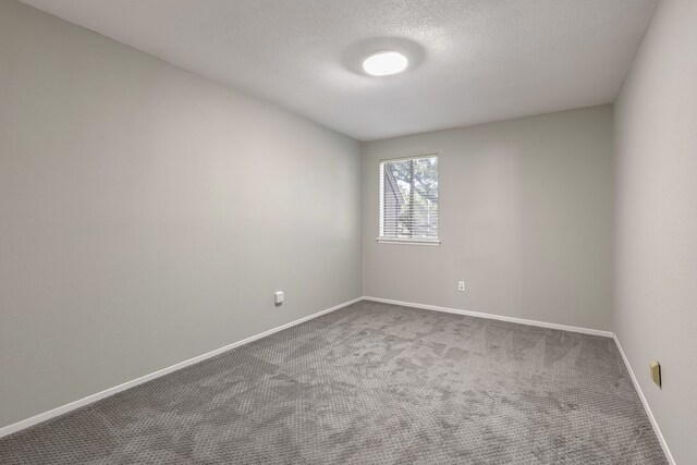 unfurnished room featuring carpet flooring and a textured ceiling