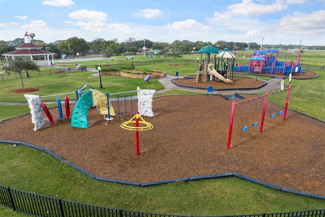 view of play area with a lawn