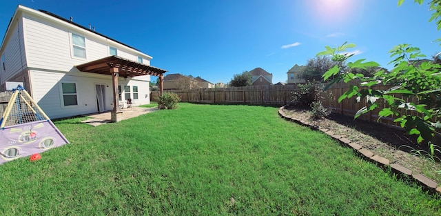 view of yard featuring a patio and a pergola